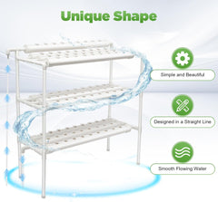 3-Layer Hydroponic Grow Kit with 90/108 Planting Positions and Water Pump, PVC Soilless Plant Growing Systems, Hydroponic Growing Kits for Vegetables and Fruits (108 Planting Positions)