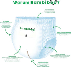 Bambiboo Disposable Diapers, Skin Friendly, Fine Bamboo Fiber - Baby Diaper Panties - Disposable Diaper Covers - Sensitive Skin Protection - Highly Absorbent - Size 4 (Maxi), 16 Pieces