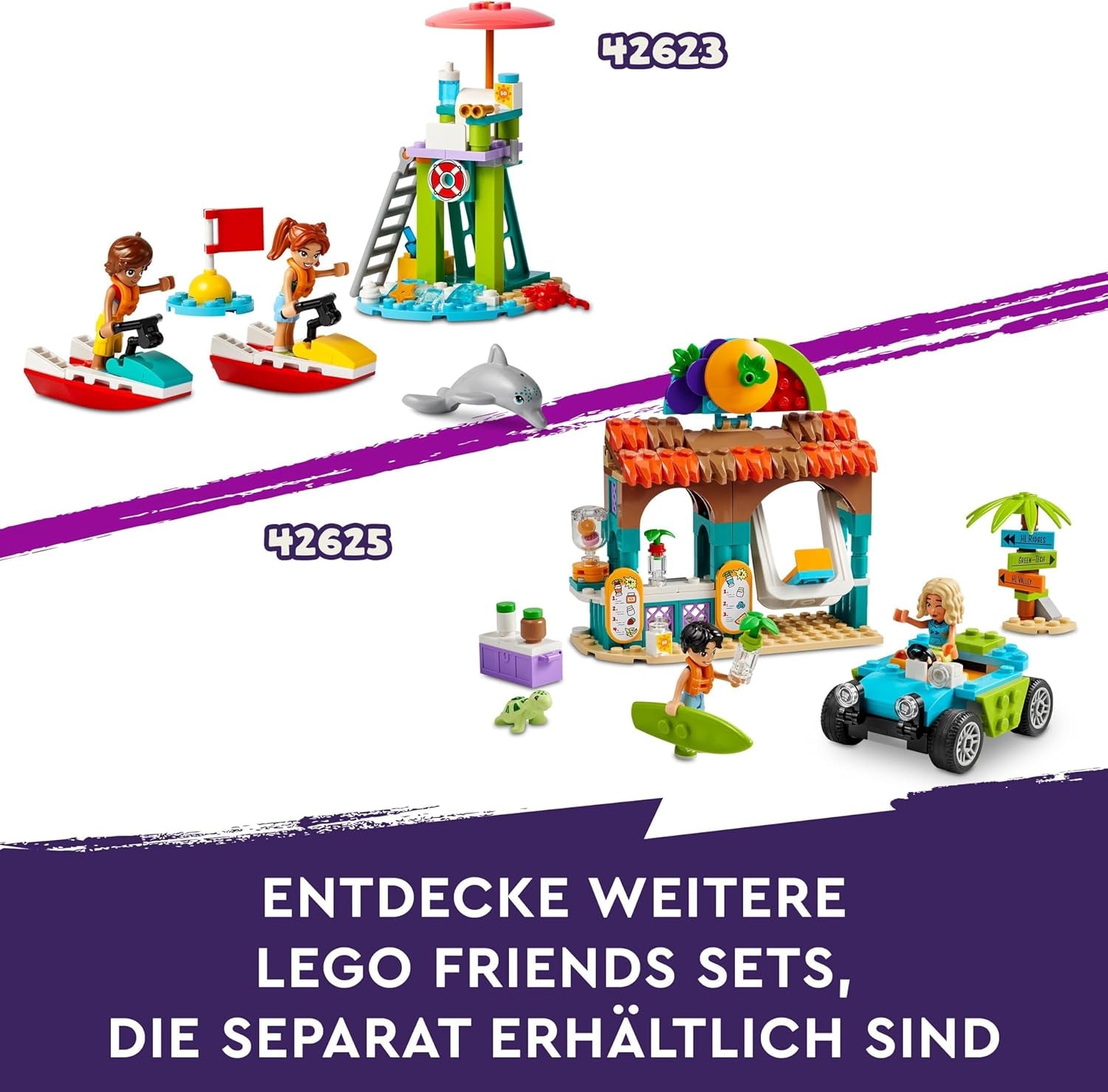 Parcul acvatic LEGO Friends Heartlake City, set de joacă în aer liber pentru fete și băieți cu vârsta peste 8 ani, experiență de joacă creativă cu 3 figurine, micro figurină, 3 tobogane și hidromasaj 42630 Seturi de constructie Besuche den LEGO-Store