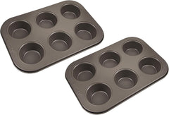 BERGNER BAKING LOVERS - Set Von 2 X 6 Cup Muffinformen - Kohlenstoffstahl Mit Ilag Essential, PFOA Frei, Leicht Zu Reinigen Molds and trays for baking Naty Shop 26.5 Cm | 18.5 Cm | 3 Cm
