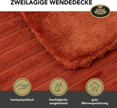 Gözze - Comfortable and soft blanket in corduroy look, 1620G/piece, 150 X 200 Cm - cinnamon Beds and Blankets Besuche den Gözze-Store