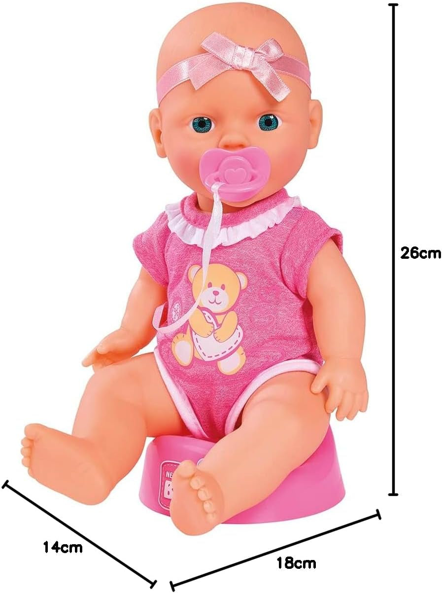 Simba 105030069 - New Born Baby Doll, păpușă din vinil cu funcție de băut și hrănit, cu certificat de naștere și accesorii, 4 bucăți, 30 cm, păpușă, de la 3 ani Papusi Naty Shop