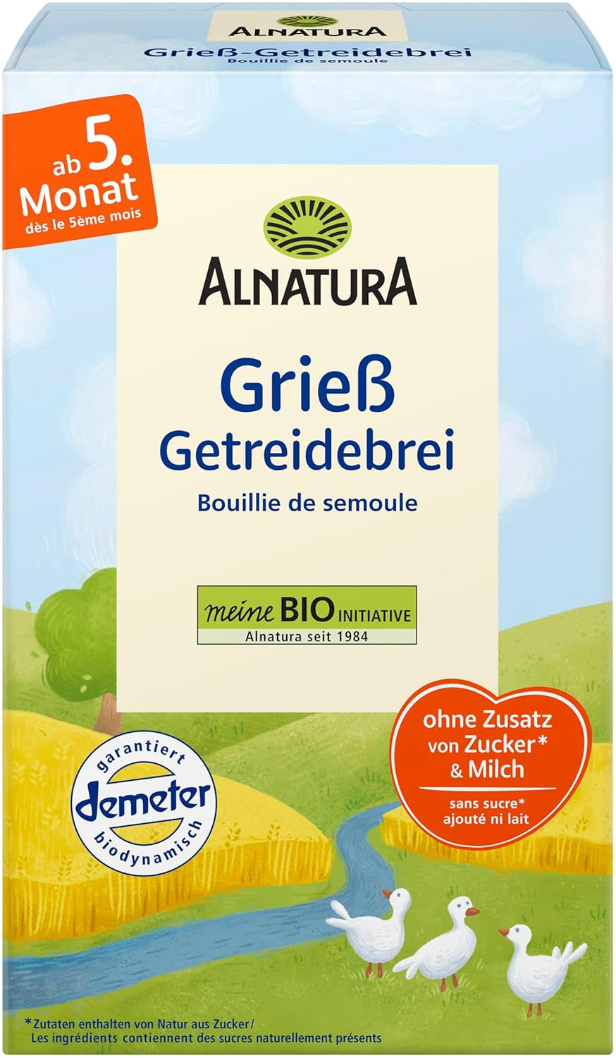 Organic cereal for babies after 4 months, semolina, 6 x 250 g
