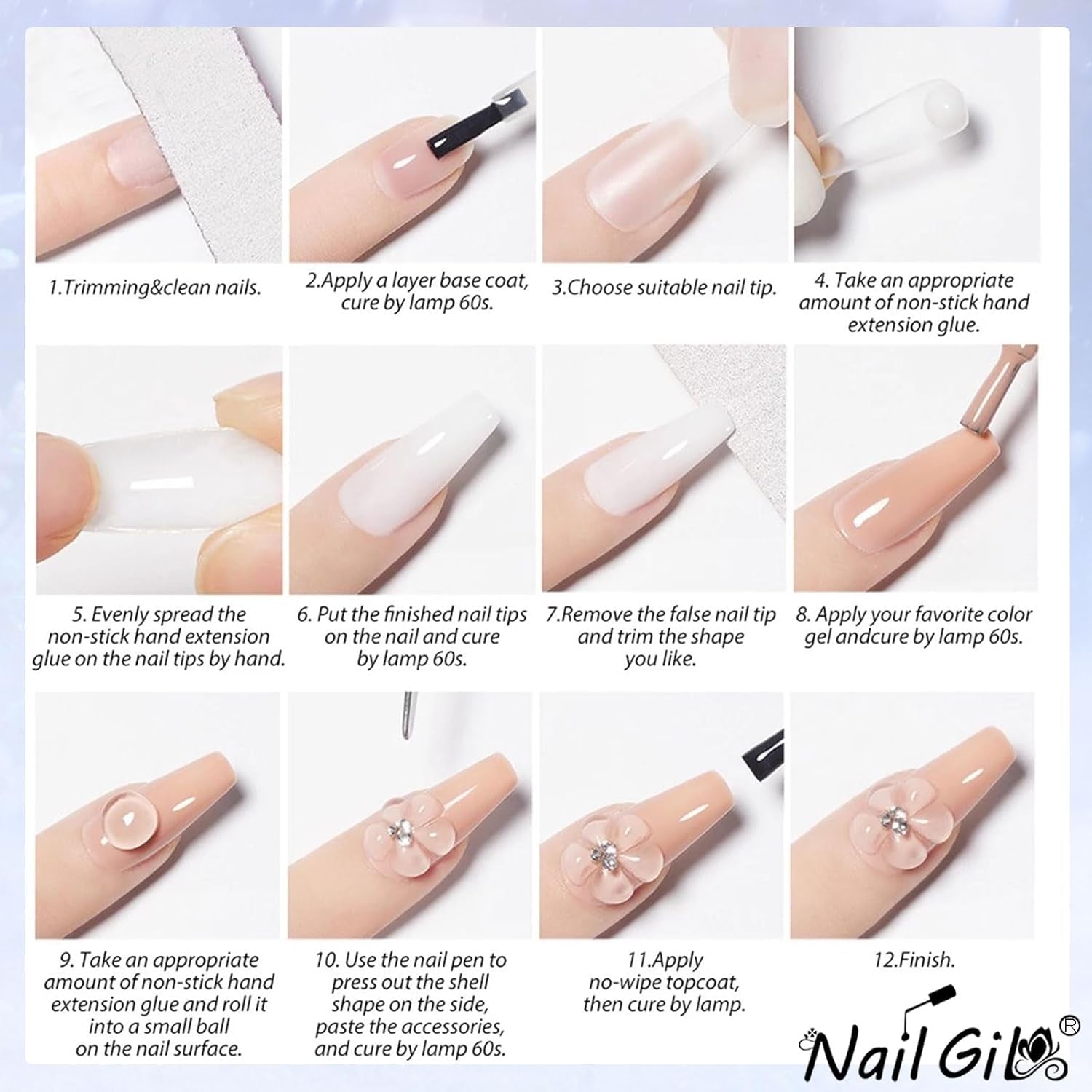 NAILGIL Gel solid pentru ojă, gel solid pentru adeziv pentru unghii, sculptură 3D pentru unghii cu set de instrumente, salon DIY acasă, transparent 15G