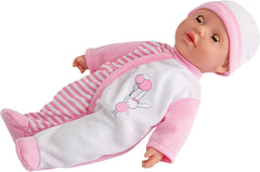 Simba 105140020 - My Love Baby Talk Soft Body Doll with Sleepy Eyes in Cute Dress Makes 24 Baby Sounds 30cm Baby Doll from 2 Years White Pink Naty Shop Dolls