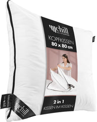 Pernă 80X80 Cm - design 2 în 1 - pernă în pernă - pernă de dormit mare respirabilă și lavabilă și 100% vegană - 2 perne 3 opțiuni - pernă cu umplutură 600G & 1200G Perne standard Naty Shop Pernă premium 80 X 80 Cm