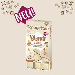 Schogetten Blonde Almond | White chocolate with caramel and almond pieces | 100 g | Conveniently Portioned (Pack of 2)
