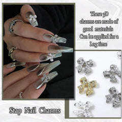 30 de bucăți de funde metalice pentru unghii, funde aurii, argintii și gri, accesorii pentru unghii, decorațiuni pentru unghii pentru femei și fete, design de unghii artizanal