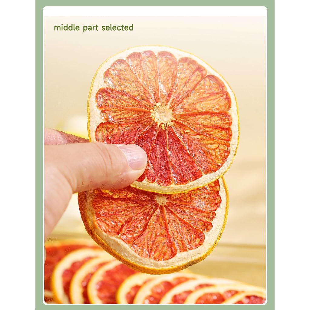Felii de grapefruit uscate, grapefruit deshidratat, umplere vază, decorațiuni de Crăciun, felii de grapefruit roșu, felii de fructe uscate pentru ceai, fără zahăr adăugat (100g (1 pachet)) Produse deshidratate Naty Shop