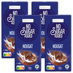 frankonia CHOCOLATE WITH NO ADDED SUGAR Chocolate with nougat, gluten-free, 100 g (pack of 4)