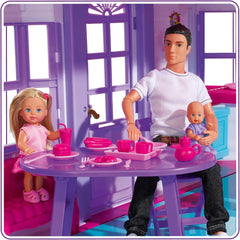 Simba 104661996 - Steffi Love Dreamhouse, Large Playhouse, 4 Rooms, NO PUPPETS, 84cm High, Two Tiers, Functional Bell, Collapsible Naty Shop Dollhouses