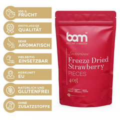 Fructe liofilizate BAM, 40 grame, fructe naturale, deserturi perfecte, aromă bogată (căpșuni) Produse deshidratate Naty Shop