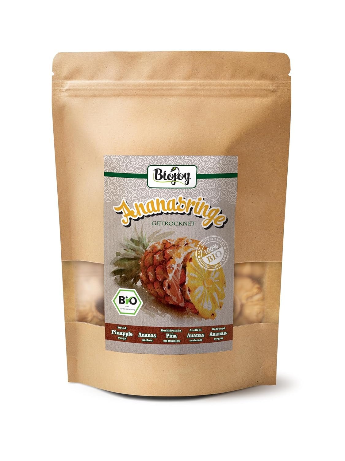 Inele de ananas Biojoy BIO, uscate (1 kg), nesulfurate Produse deshidratate Naty Shop 250 G