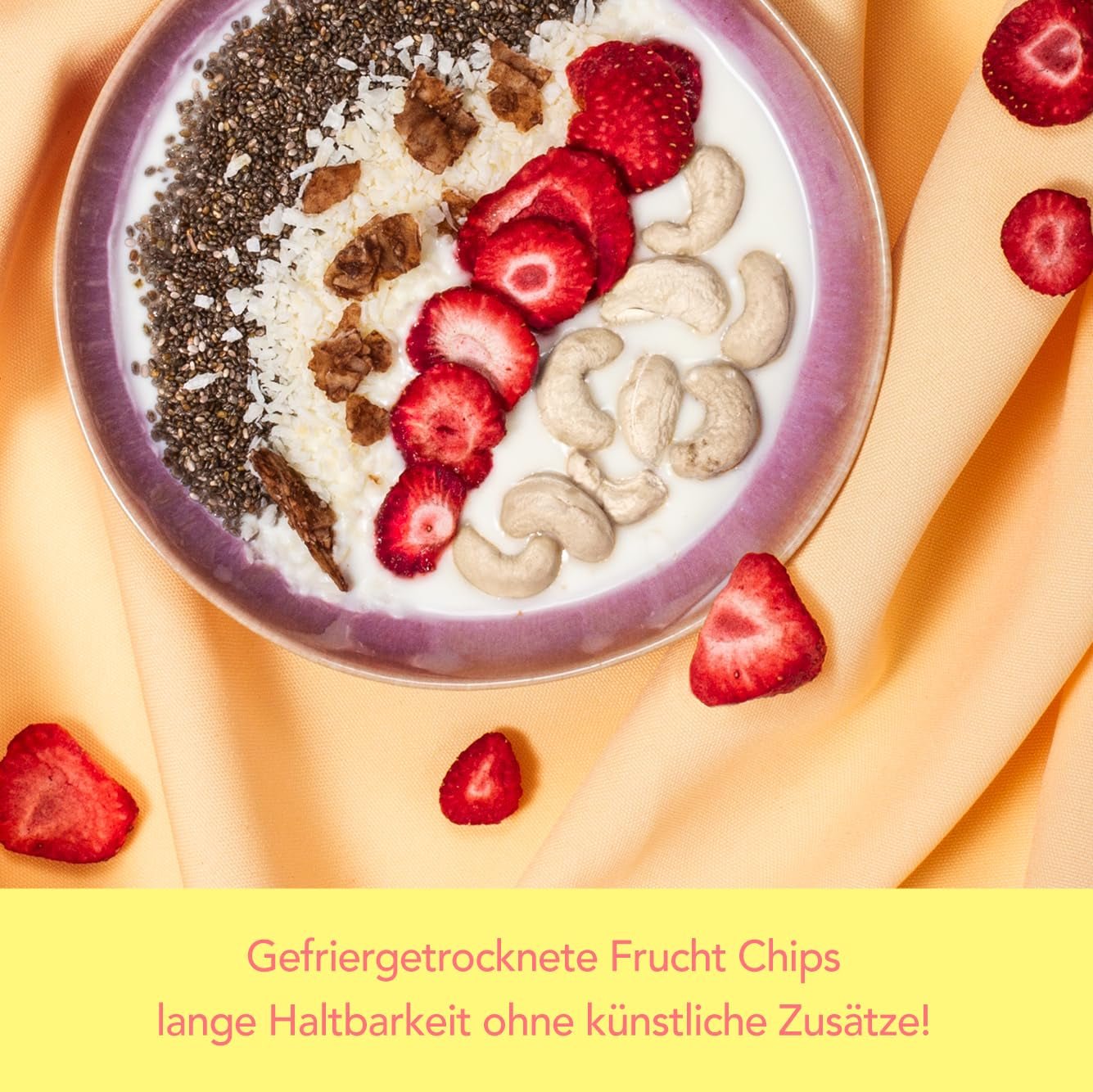 Mono chipsuri liofilizate - 300g chipsuri de căpșuni din căpșuni 100% naturale - fructe tropicale uscate - fructe uscate de căpșuni - gustare pentru muesli și deserturi - chipsuri de căpșuni Produse deshidratate Naty Shop