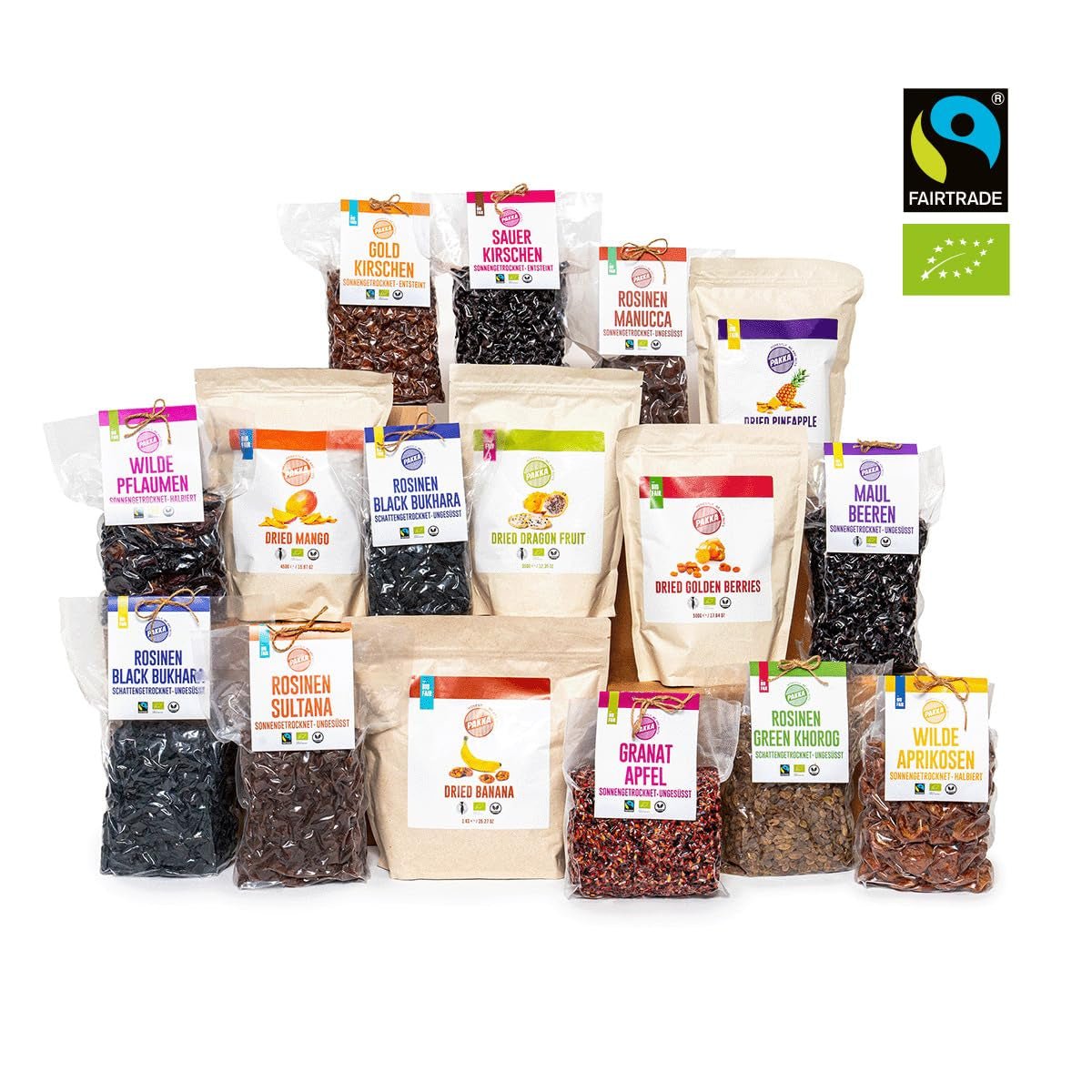 PAKKA - Cireșe organice Fairtrade uscate la soare 750g, cireșe organice recoltate sălbatice, neulei, neîndulcite direct de la micii fermieri din Samarkand, Uzbekistan, vegan, 750g Produse deshidratate Naty Shop