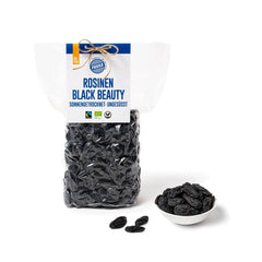 PAKKA - Organic Fairtrade Black Beauty Raisins 600gr, struguri organici, fără semințe, negri, uscați la soare, fără ulei, deci lipicioși, nesulfurați, direct de la micii fermieri din Samarkand în Uzbekistan Produse deshidratate Naty Shop Varianta 1: 600 G (pachet de 1)