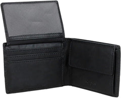 Portofel orizontal dublu Pepe Jeans cu compartiment pentru monede, negru, 11 x 8 x 1 cm, piele, protejat RFID, bărbați, Portofel orizontal cu compartiment pentru monede Portofel Barbati Naty Shop