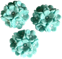 Set 3 decoratiuni comestibile din zahar, Flori bleu Decoratiuni din Pasta de Zahar Nati Shop