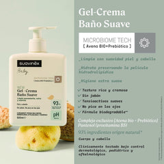 Suavinex, Syndet șampon pentru copii pentru piele și păr, fără săpun, 750 ml + loțiune hidratantă pentru corp, 750 ml, potrivit pentru pielea sensibilă și nou-născut, cu 90%-93% ingrediente naturale. Copii - Baie si Skincare Naty Shop