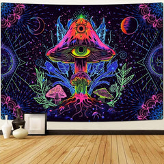 Tapiserie alishomtll fluorescent mushroom black light mandala Casa - Accesorii si Decoratiuni Naty Shop