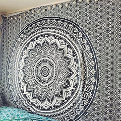Tapiserie indian psihedelic mandala negru alb india Casa - Accesorii si Decoratiuni Naty Shop