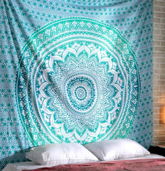 Tapiserie rajrang mandala bumbac verde mare Casa - Accesorii si Decoratiuni Naty Shop