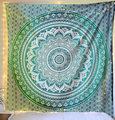 Tapiserie rajrang mandala bumbac verde mare Casa - Accesorii si Decoratiuni Naty Shop