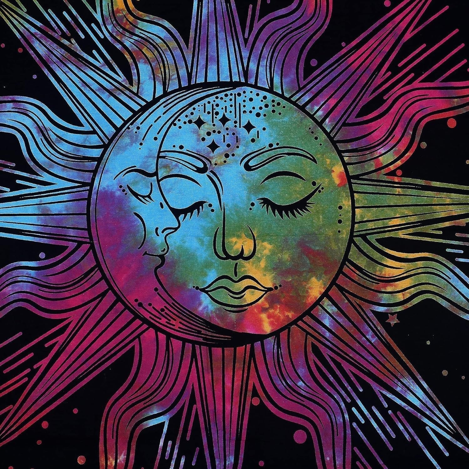 Tapiserie sun moon star spiritual asthetic rainbow bumbac Casa - Accesorii si Decoratiuni Naty Shop