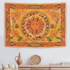 Tapiserie yugarlibi burning sun spring flowers vintage wall Casa - Accesorii si Decoratiuni Naty Shop Portocaliu 210L X 150B Cm