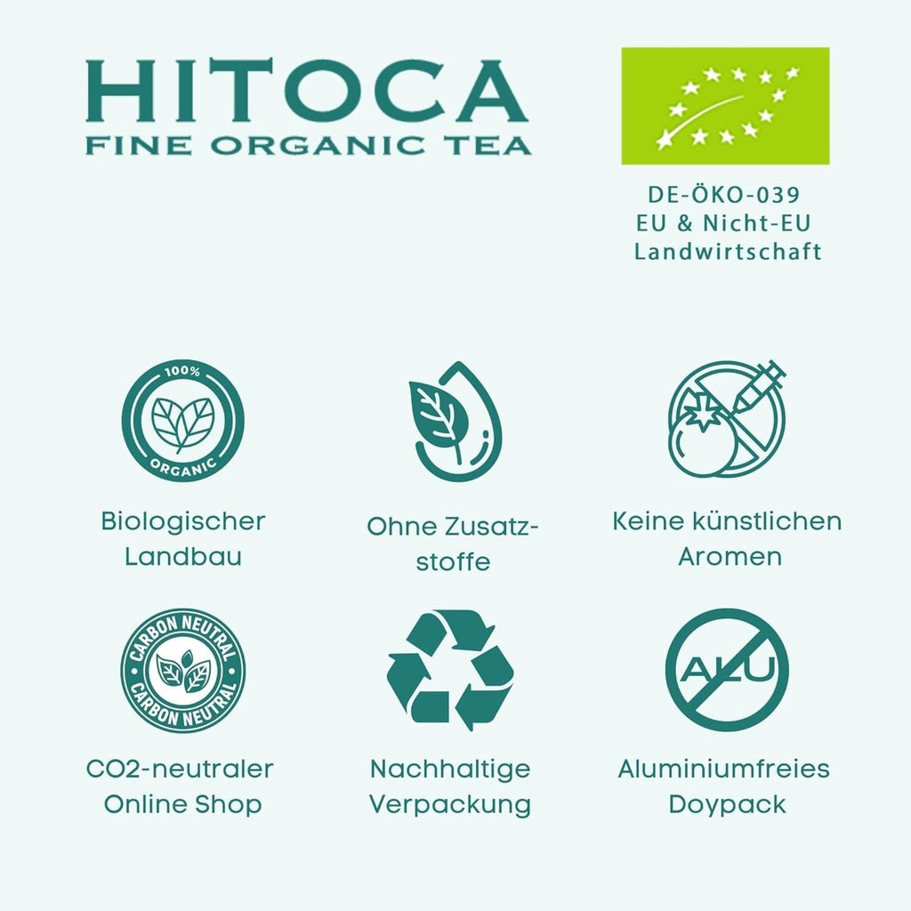 HITOCA® Ceai organic de ghimbir și lămâie - Ceai verde răcoritor în frunze de ceai cu ghimbir și lămâie