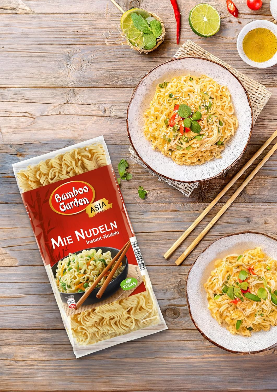 Bamboo Garden - Mie Noodles | Instant noodles for Asian cuisine | Ideal for wok dishes or soups Vegans | 250g bag