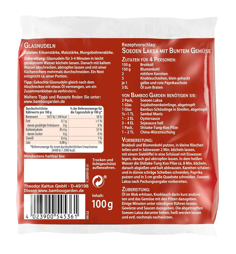 Bamboo Garden Soeoen Laksa Glass Noodles, 100g