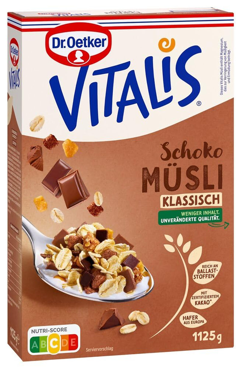 Dr. Oetker Vitalis Chocolate Muesli Classic: Breakfast muesli with milk and dark chocolate, pack of 7 (7 x 600g)