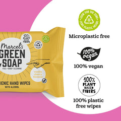 Marcel's Green Soap Hand Wet Wipes 60 Pack - Vanilla & Cherry Blossom - Plant Based - Organic