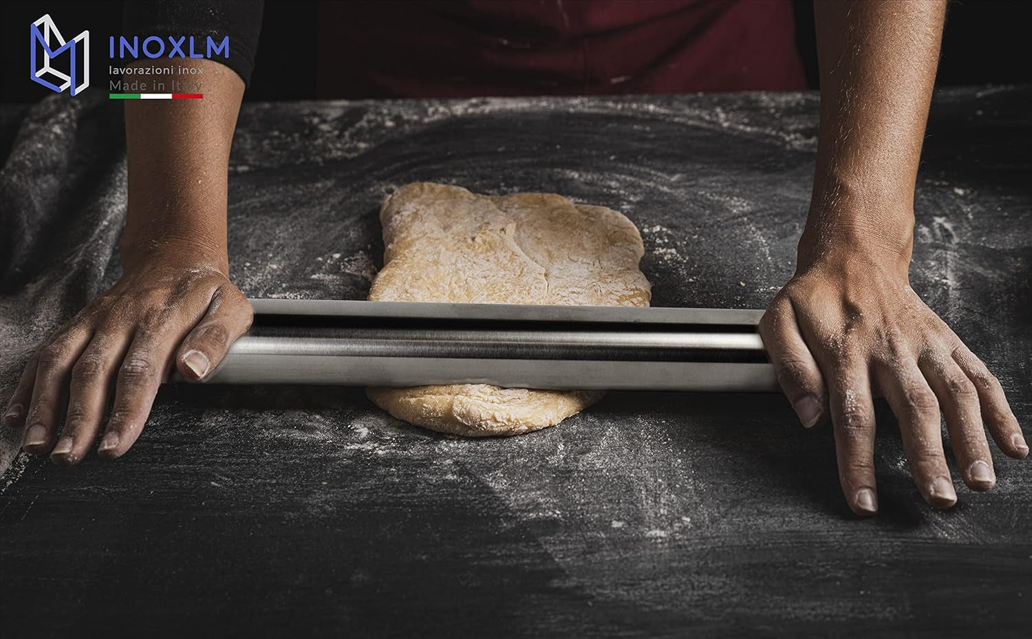 INOXLM Nondelholz aus Edelstahl für Zuckerpaste Teig Küche Brot Pizza Kuchen (Taupe Tasche)