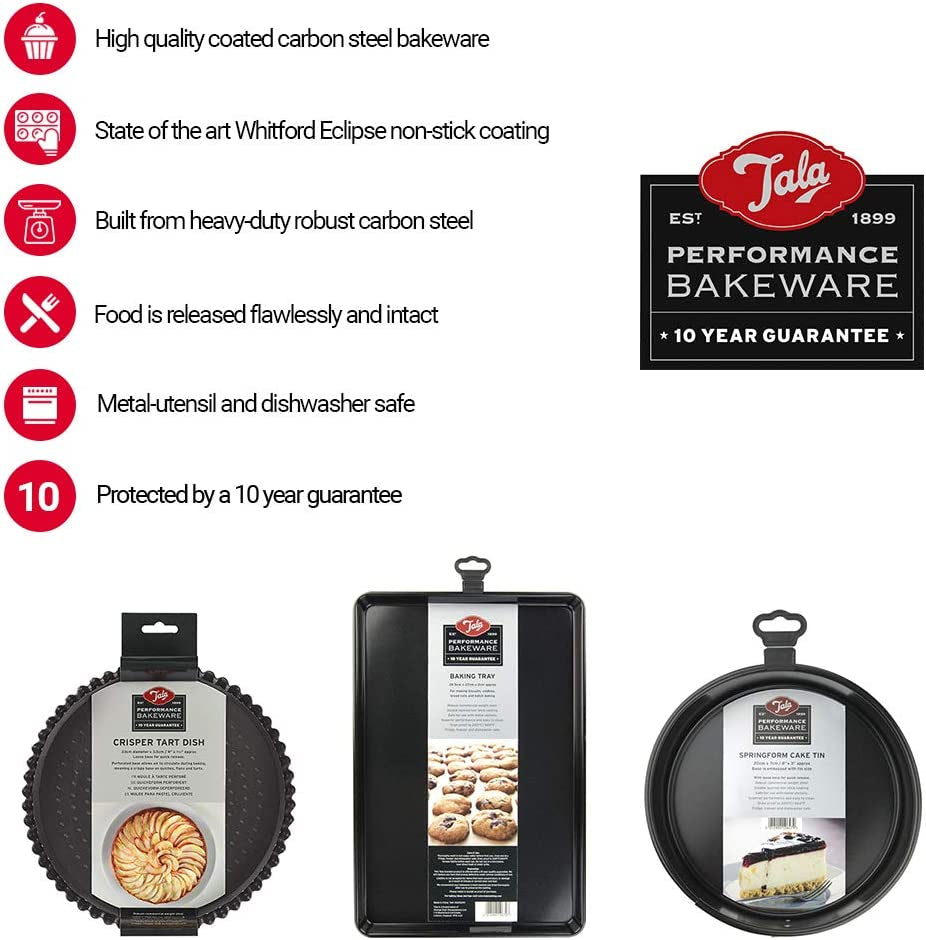 Tala Performance Muffin-Blech, 6 Löcher, Jumbo-Größe, Karbonstahl Von Professioneller Stärke, Mit Antihaftender Eclipse-Beschichtung, Schwarz Molds and trays for baking Naty Shop