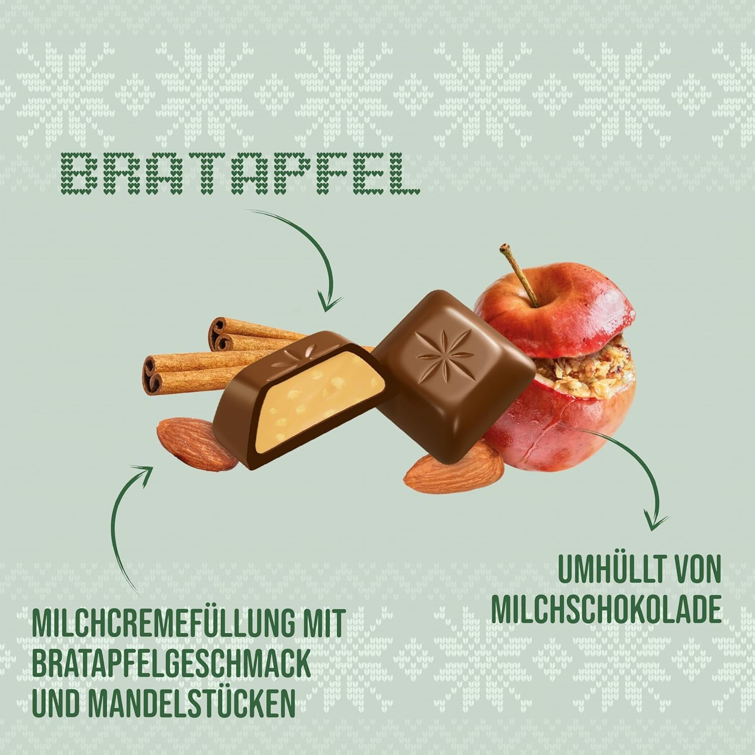 Schogetten Winter edition with ripe apples I Chocolate bar 100g I with milk chocolate and in convenient individual pieces