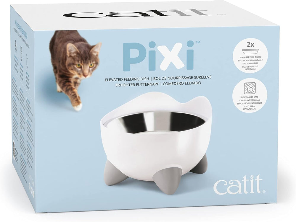 Bol de hrănire ergonomic Catit Pixi pentru pisici, 200 ml, alb