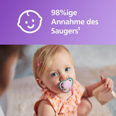 Suzete Philips AVENT ultra air – Suzete ușoare și respirabile pentru bebeluși cu vârsta cuprinsă între 0 și 6 luni, fără BPA, cu recipient de transport ca sterilizator, pachet de 2, model SCF085/24