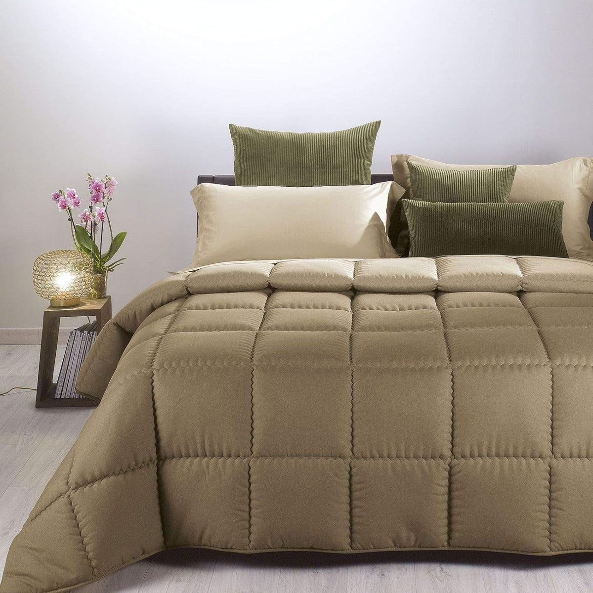 Caleffi modern quilt, microfibre, taupe, double bed Quilts and quilts Naty Shop Default title