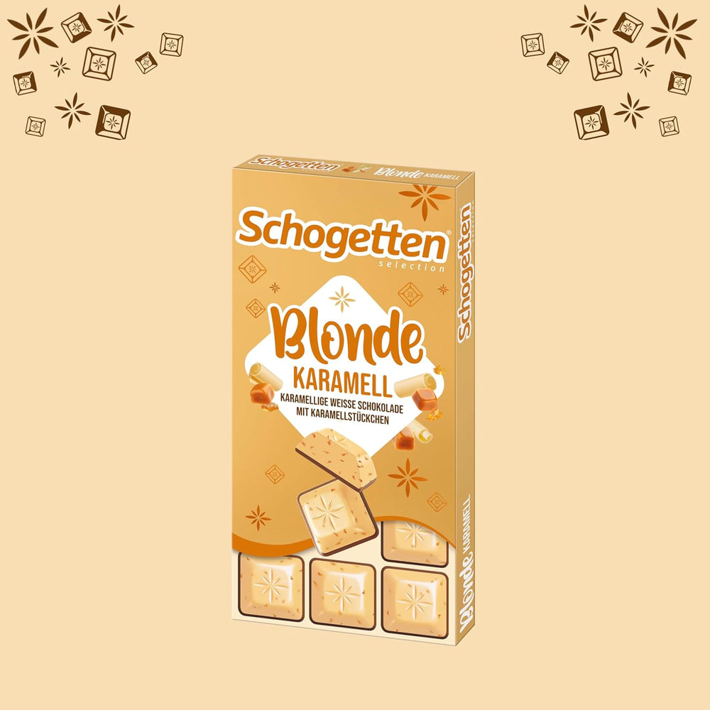 Schogetten Blonde Caramel | Caramel with white chocolate and caramel pieces | Chocolate bar 100g | Conveniently portioned