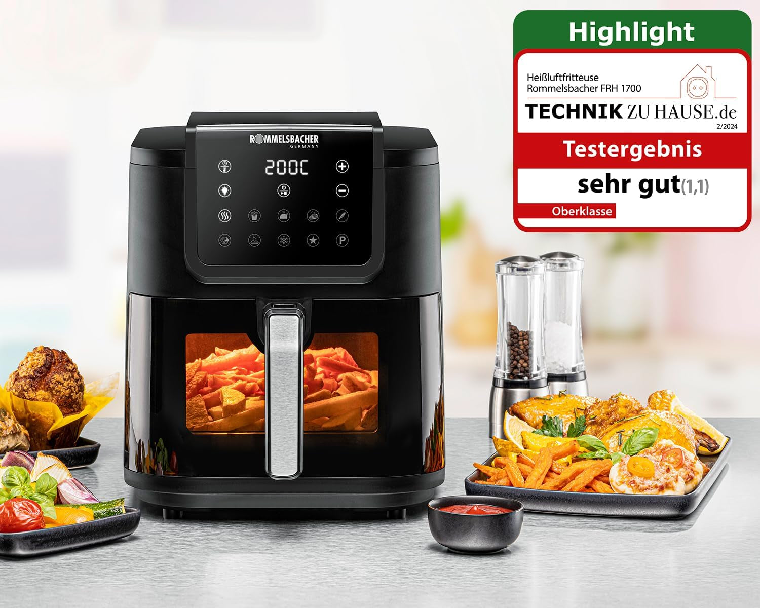 ROMMELSBACHER Hot air fryer with window FRH 1700, 10 programs, silent Appliances Naty Shop