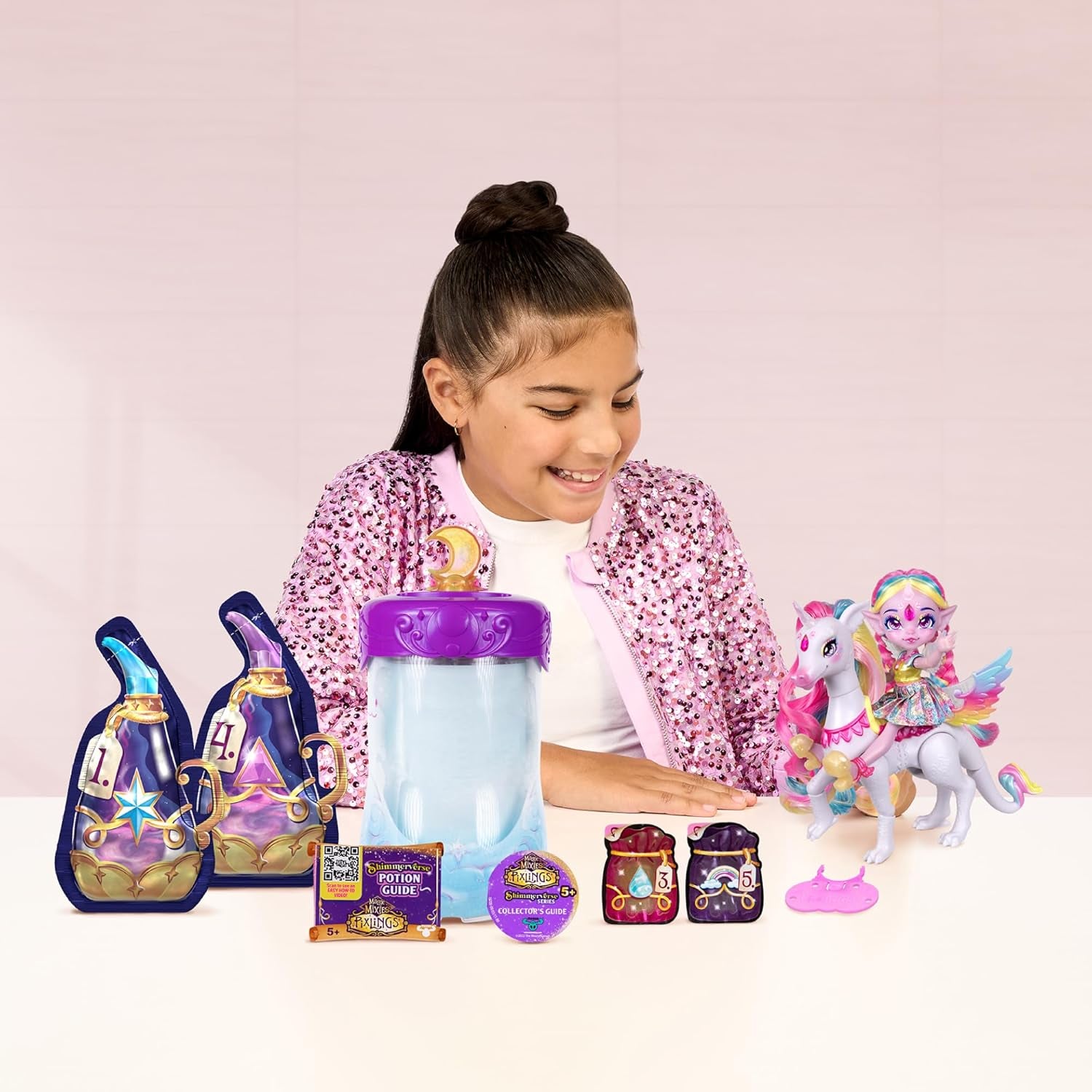Magic Pixlings Pop + Pony Set mit Puppe und Pony - Magic Unboxing mit speziellen Zaubern - Puppe mit langen Mähnen zum Kämmen - Kinder ab 3 Jahren behrumt - MG104000