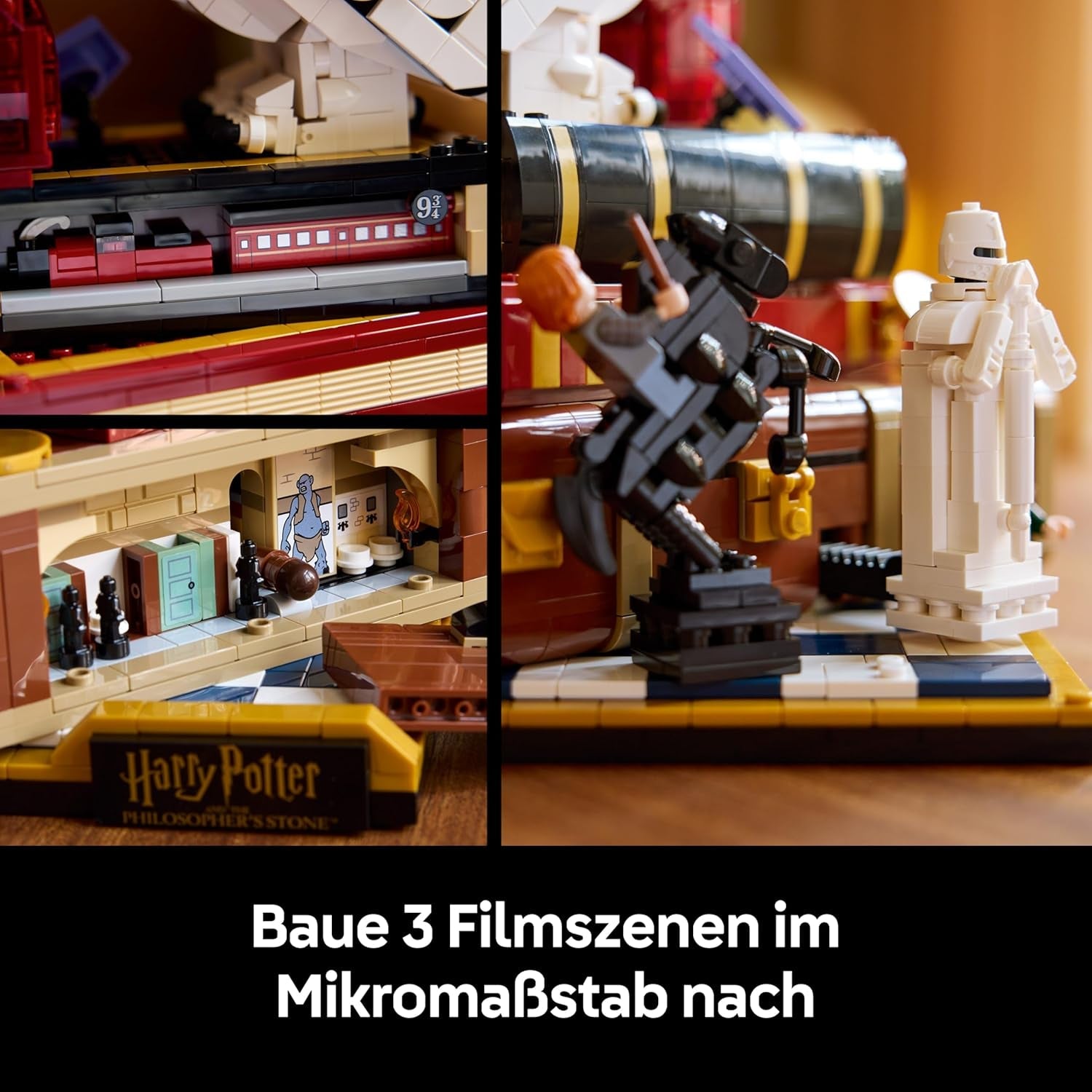 LEGO Harry Potter Stein der Weisen - Sammleredition - DIY Deko - Modellbau mit Miniatur Filmszenen - Hedwig Eulenfigur, 3 Minifiguren - Geschenk zum Vatertag - 76466