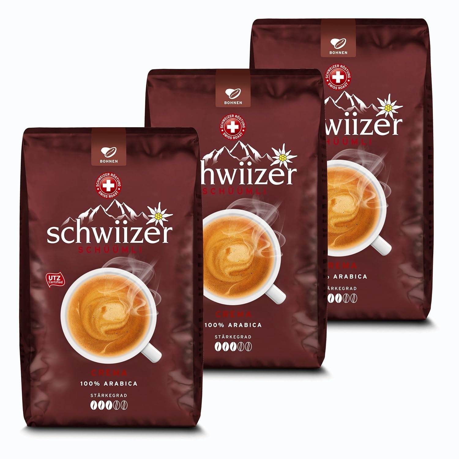 Cafea boabe Schwiizer Schüümli Crema, cafea prăjită, boabe de cafea, 3000 g