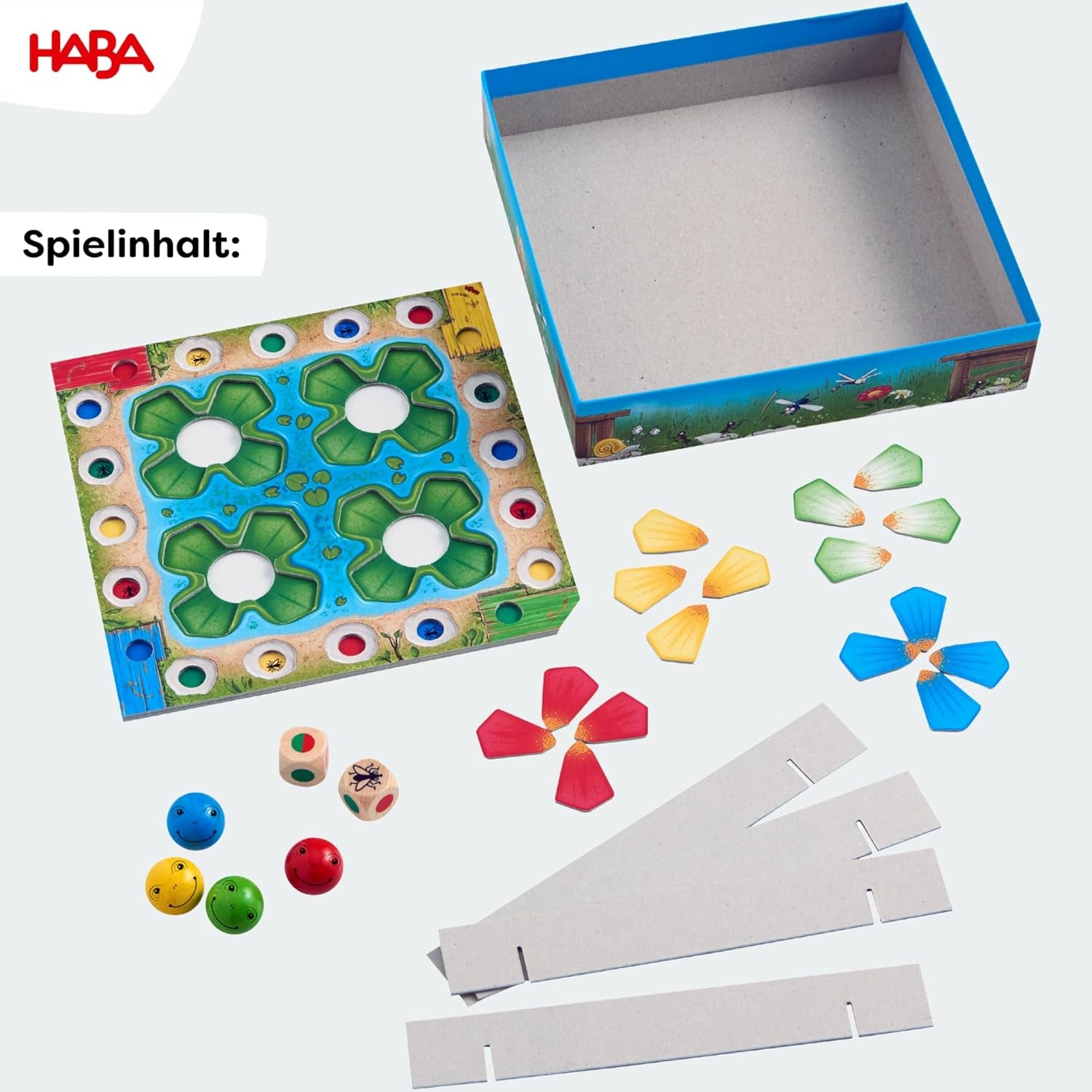 HABA Jumping Game - Dice Game for Ages 3 and Up with Pop-Up Water Lilies and Game Variations, Promotes Counting and Motor Skills, 2-4 Players - 1305272001