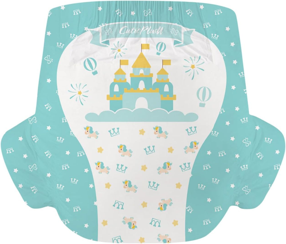 CutiePlusU Adult Diapers 2 Pack Disposable Incontinence Panties with Flaps for Women and Men Maximum Absorbency Overnight - Little Prince (Medium 71-96cm)