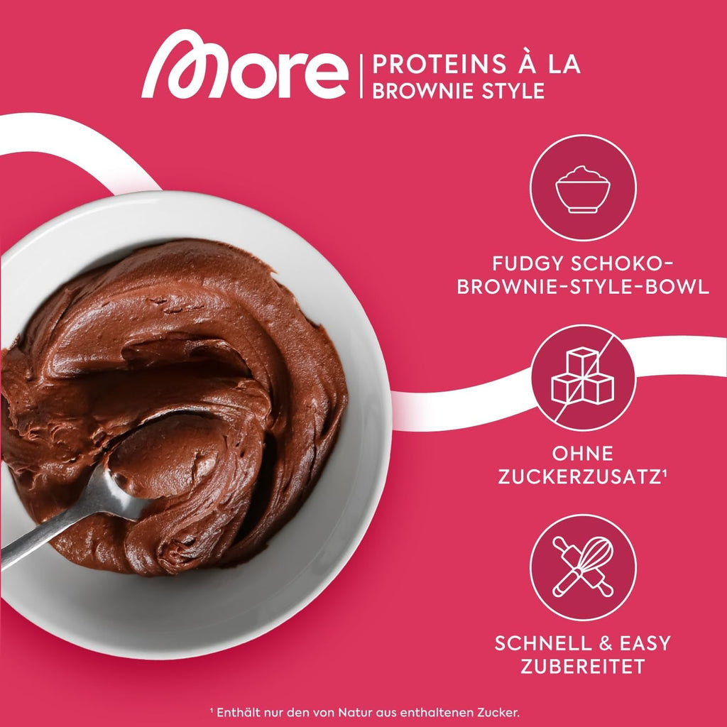 MORE Protein Brownie, 600G, Vegane Backmischung Für Brownies Mit Der Extra Portion Protein, Geprüfte Qualität - Made in Germany Amestec pentru copt si gatit Naty Shop