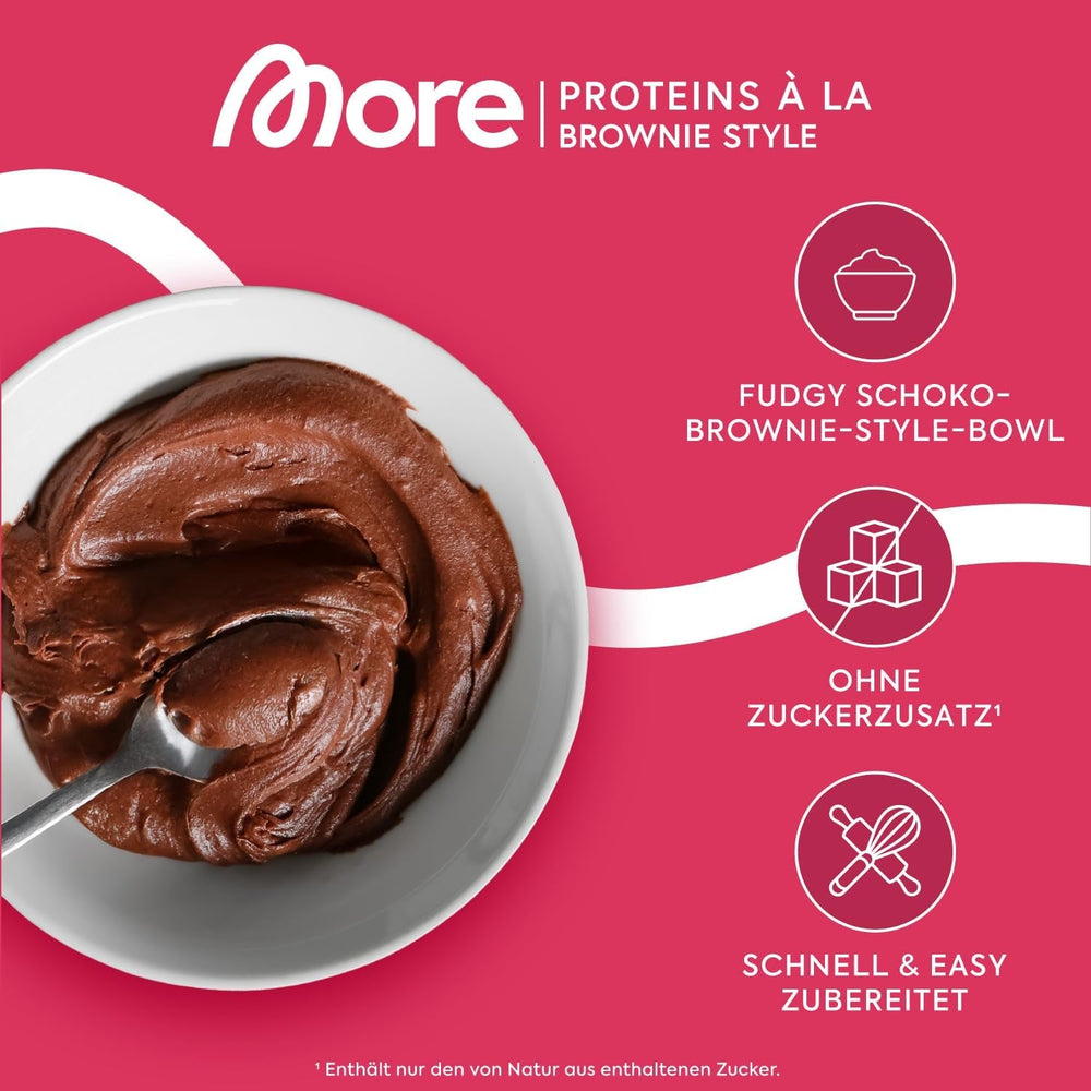 MORE Protein Brownie, 600G, Vegan Backmischung Für Brownies Mit Der Extra Portion Protein, Geprüfte Qualität - Made in Germany Mixture for baking and cooking Naty Shop