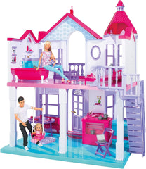 Simba 104661996 - Steffi Love Dreamhouse, Large Playhouse, 4 Rooms, NO PUPPETS, 84cm High, Two Tiers, Working Bell, Collapsible Naty Shop Dollhouses Default Title